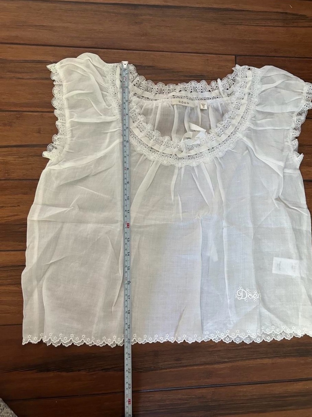 Doen White Eyelet Cotton Lace Trim Camisole